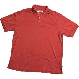 Tommy‎ Bahama Polo Shirt Men’s XL Red Striped Polyester Short Sleeve Marlin